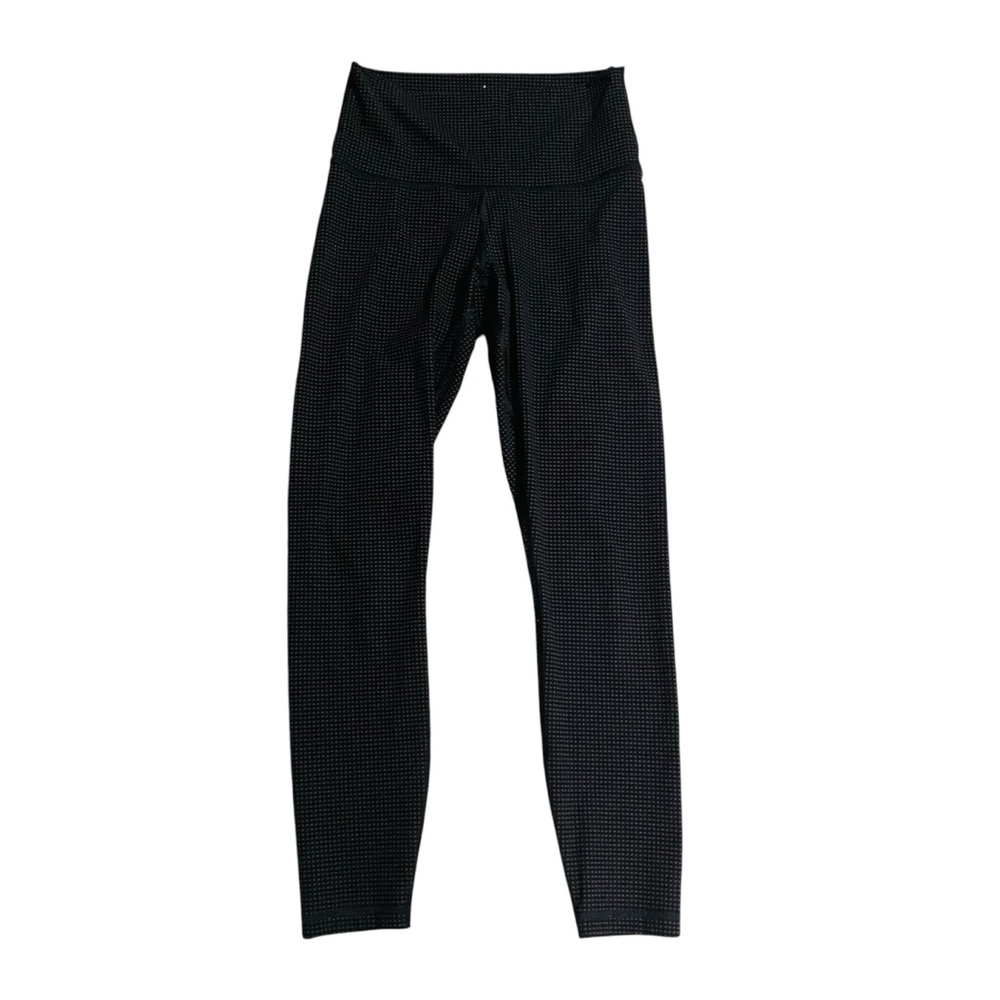 Everlane Navy Tan Micro Checked Perform Ankle Leggings